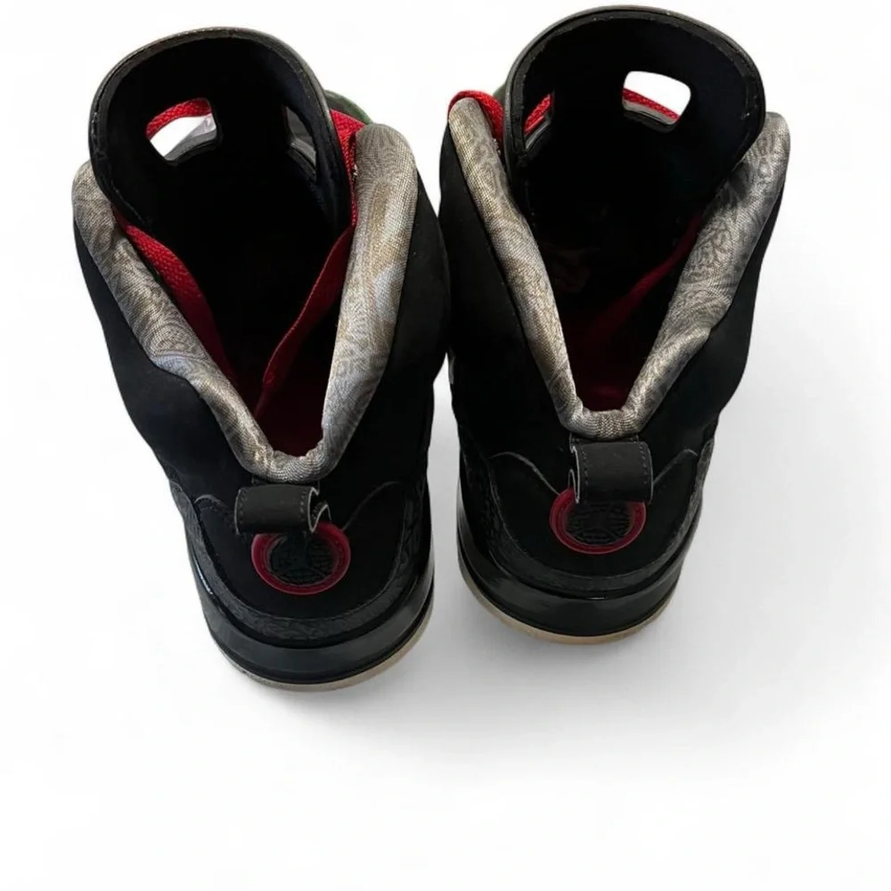 Jordan Black High-Top Sneakers with Red Laces and Green Trim